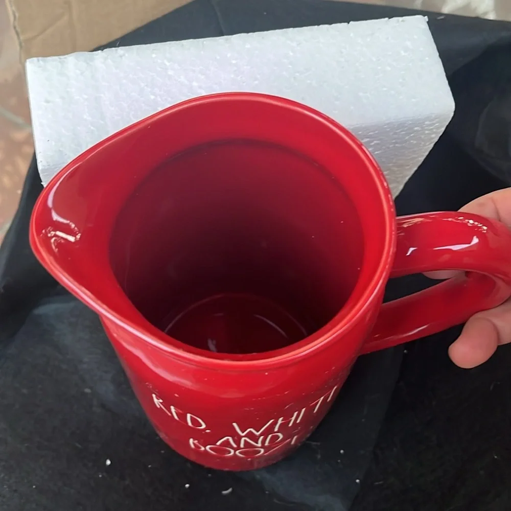 Red Ceramic Pitcher - Picture 2 of 3